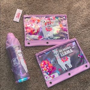 Justice Pencil Pouches & Water Bottle
